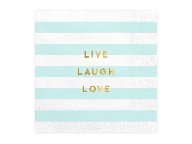Hovedbilde SERVIETTER – Live Laugh Love – Lyseblå og hvit ...