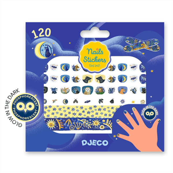 Hovedbilde KLISTREMERKER TIL NEGLER – Selvlysende – 60 stk ...