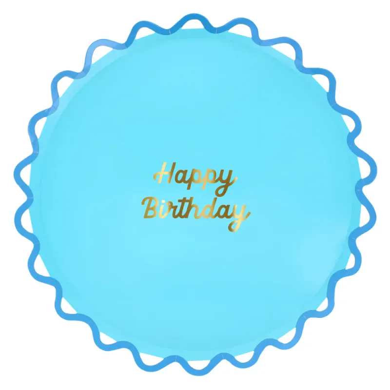 PAPPTALLERKENER – Happy Birthday med bølgekant – 8 pk – Meri Meri