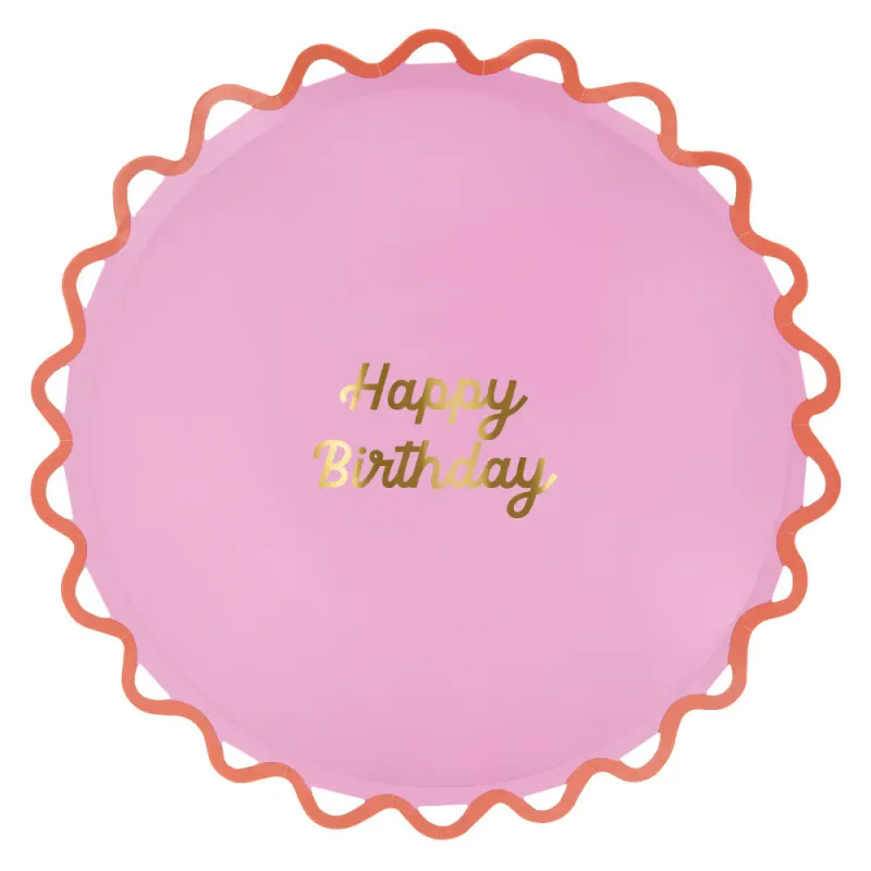 PAPPTALLERKENER – Happy Birthday med bølgekant – 8 pk – Meri Meri