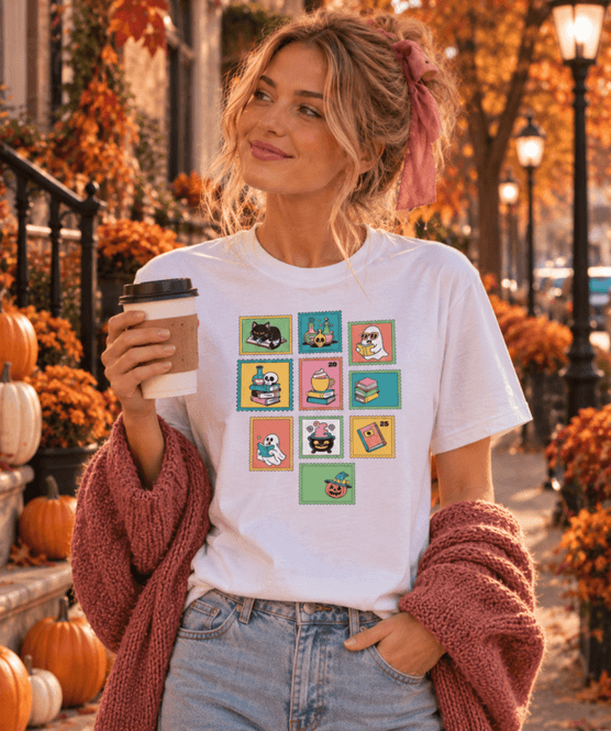 Hovedbilde T-SKJORTE – Spooky Stamps – Frøken Rosa 