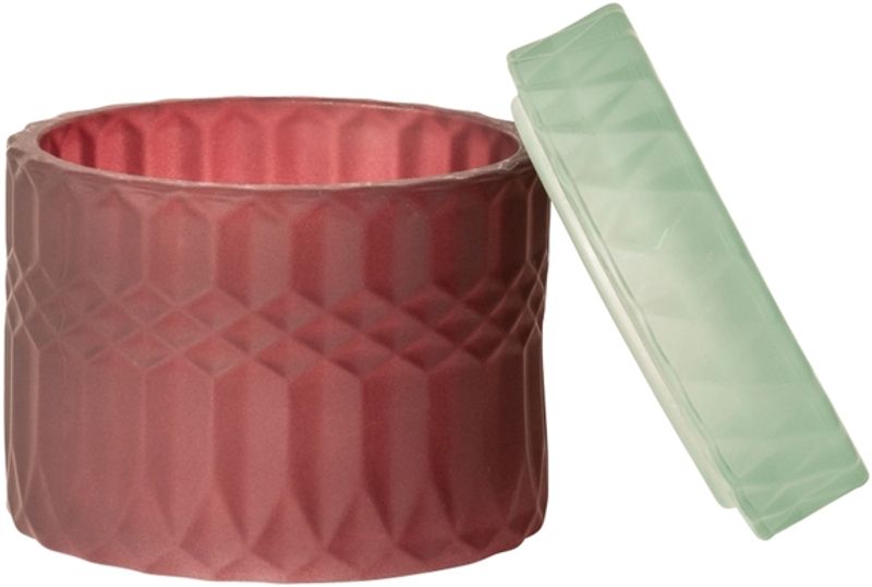 GLASSKRUKKE MED LOKK – rødbrun og mint