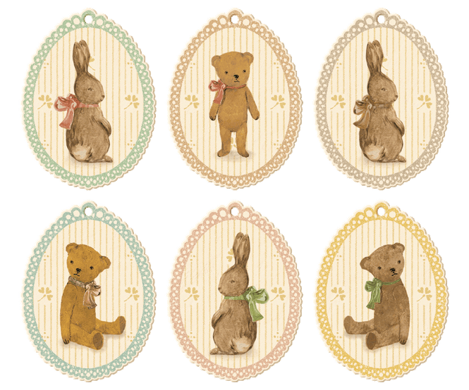 Hovedbilde GAVELAPPER – Kaniner og bamser – 12 pk – ...