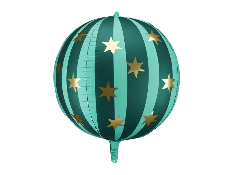 FOLIEBALLONG – Stjerneball – Grønn med Gullstjerner – PartyDeco