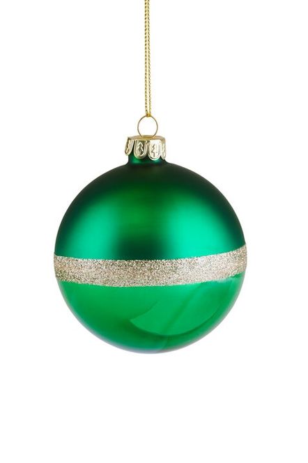 Hovedbilde JULEKULE – Grønn med glitterstripe – ...