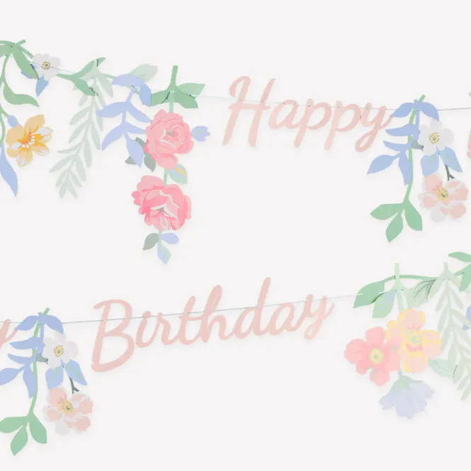 Hovedbilde GIRLANDER – Blomster Happy Birthday – Meri Meri