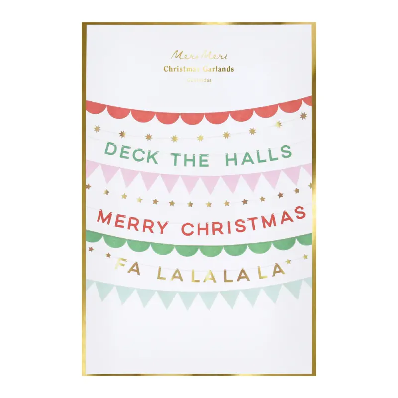 GIRLANDER – Merry Christmas Deck The Halls – 9 pk – Meri Meri