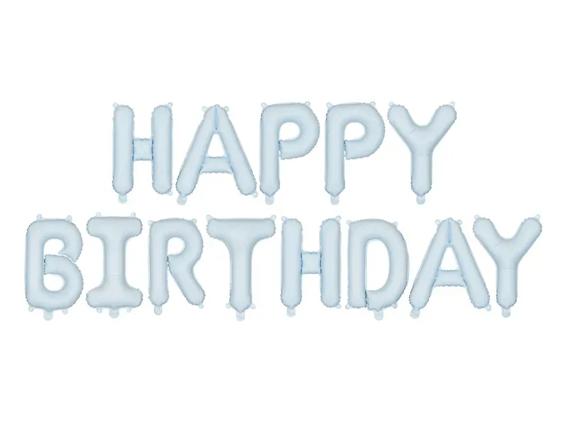 BALLONG – Happy Birthday – Lyseblå – PartyDeco