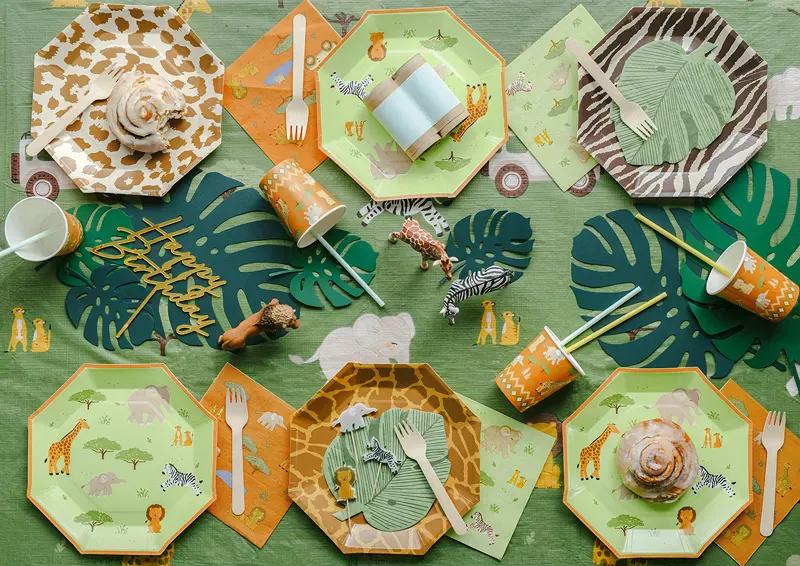 PAPPTALLERKENER  – Safari - 6 pk – PartyDeco