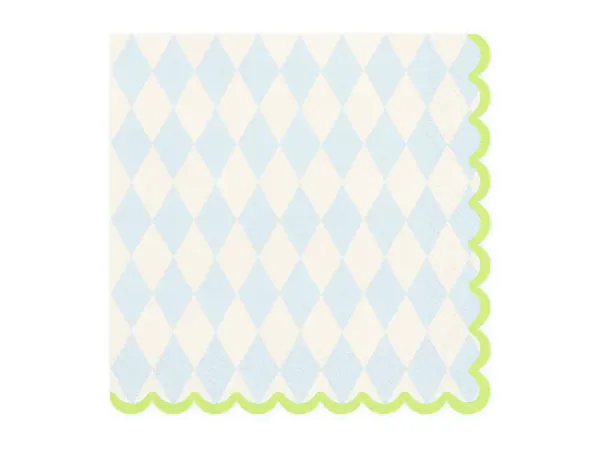 Hovedbilde SERVIETTER – Harlekin lyseblå med grønn kant – ...