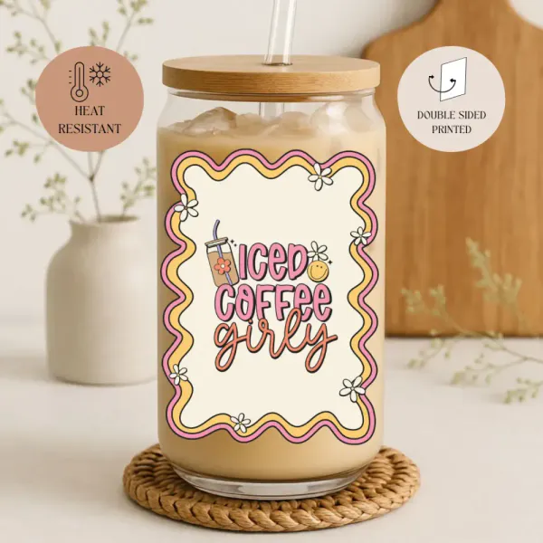 Hovedbilde DRIKKEGLASS MED LOKK OG SUGERØR – Iced Coffee Girly ...