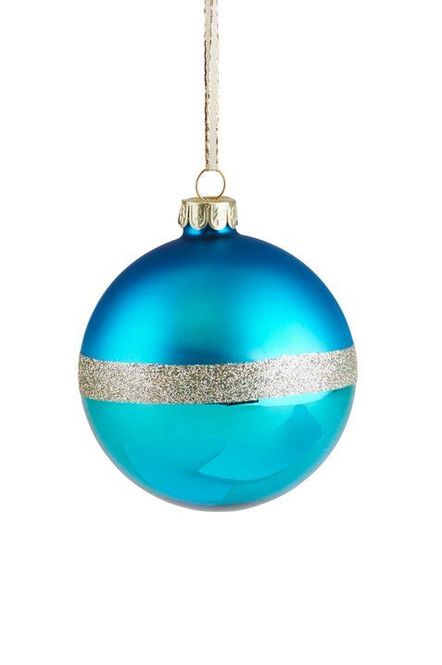Hovedbilde JULEKULE – Blå med glitterstripe – Giftcompany