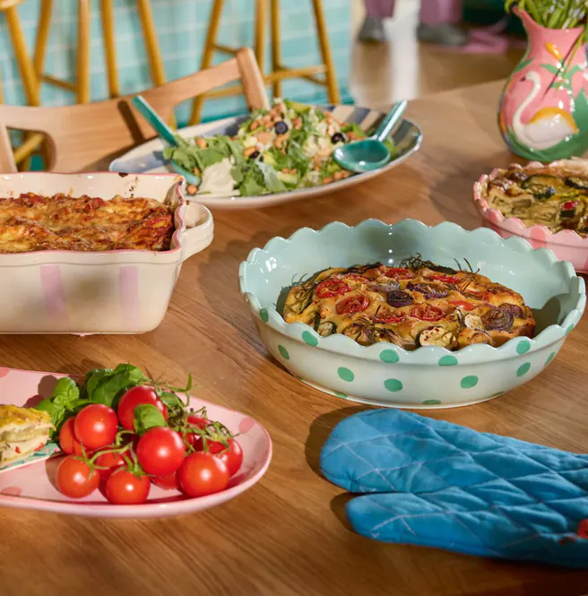 Hovedbilde SERVERINGSFAT – Rosa med korallprikker – Rice