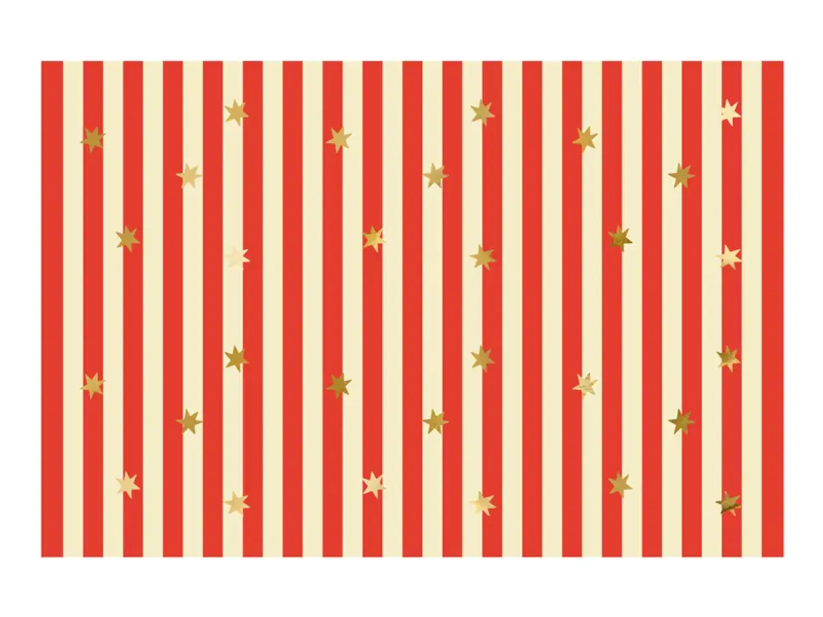 PAPIRDUK – Røde striper og gullstjerner – 1 pk – PartyDeco