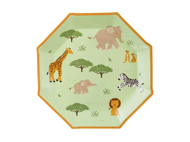 Hovedbilde PAPPTALLERKENER  – Safari - 6 pk – PartyDeco
