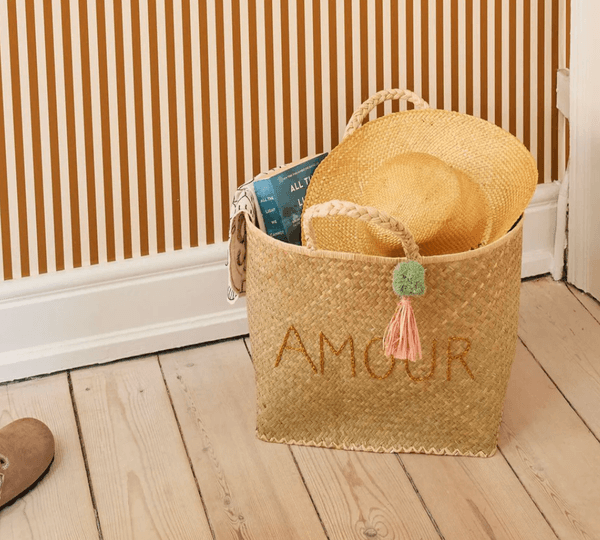 Hovedbilde STOR RAFFIAVESKE – Amour med dusk – Rice