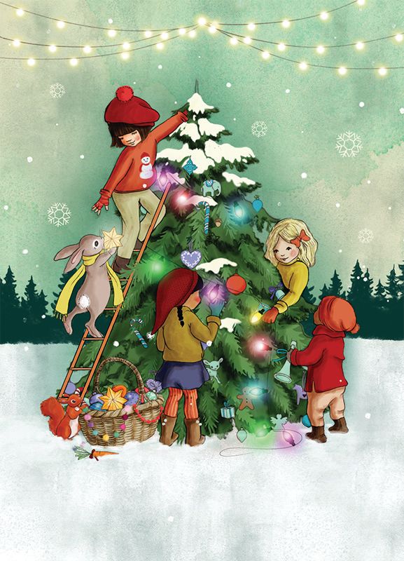 KORT -  Christmas Tree Decorating - Belle & Bo