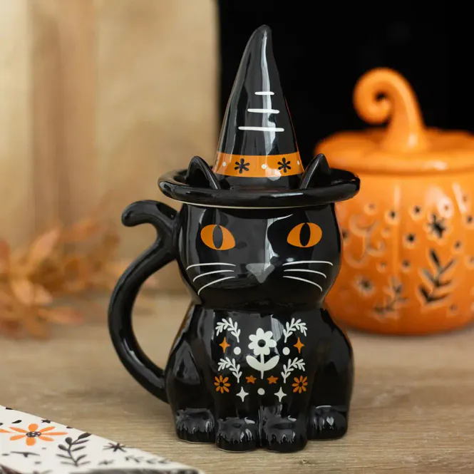 Hovedbilde KOPP – Svart katt med heksehatt – Something ...