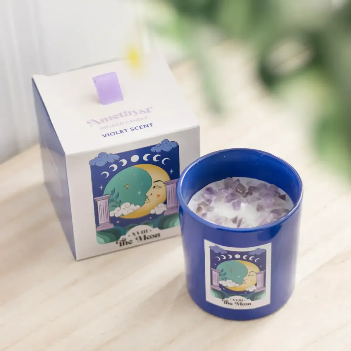 STEARINLYS MED KRYSTALLER – The Moon med ametyst – Something Different