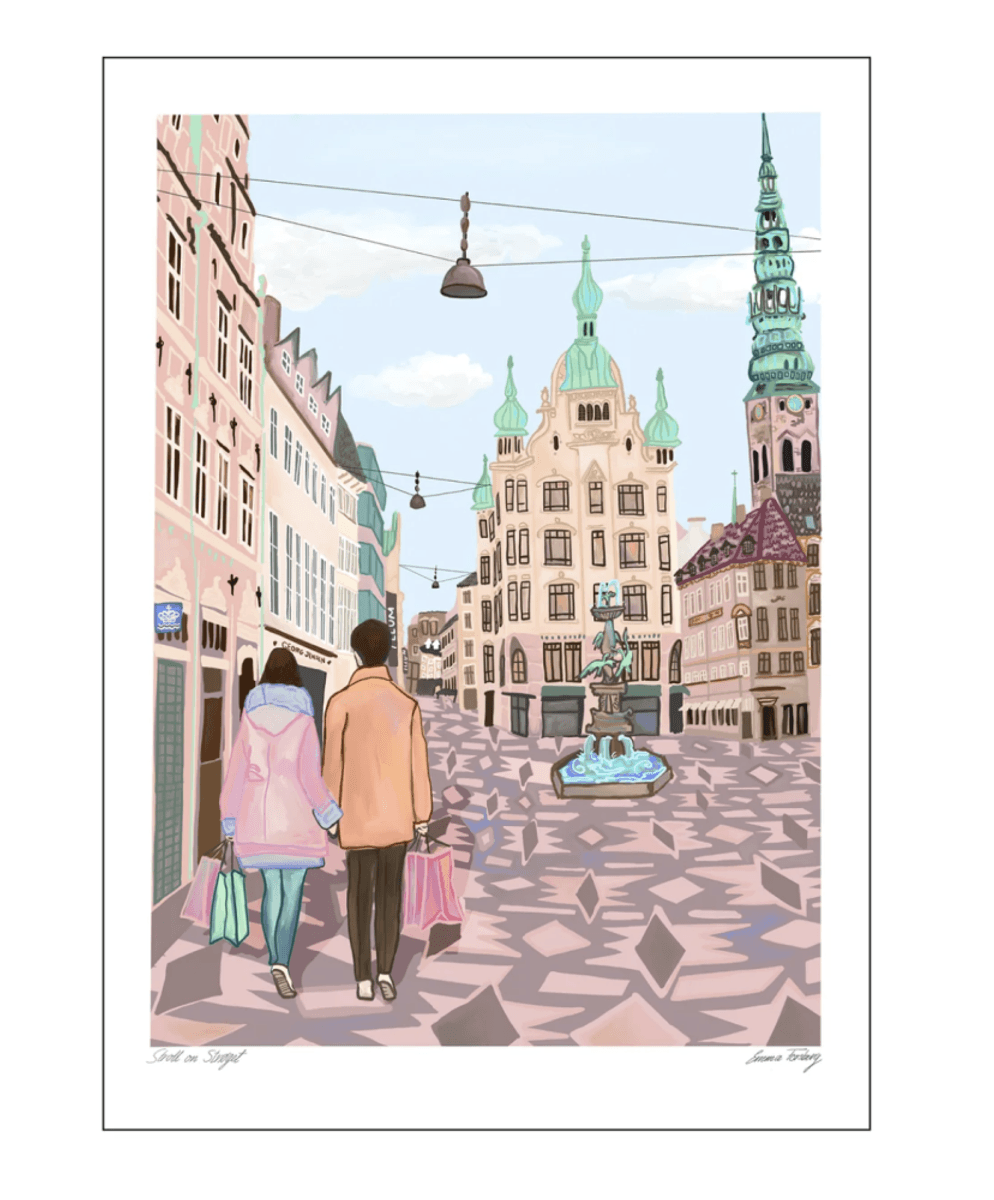 PLAKAT - Stroll on Strøget - 30 x 40 - Emma Forsberg