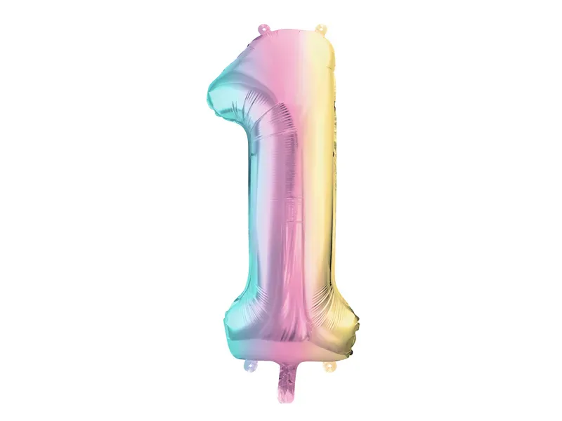 FOLIEBALLONG – Tall 1 – Pastell regnbue – 86 cm – PartyDeco