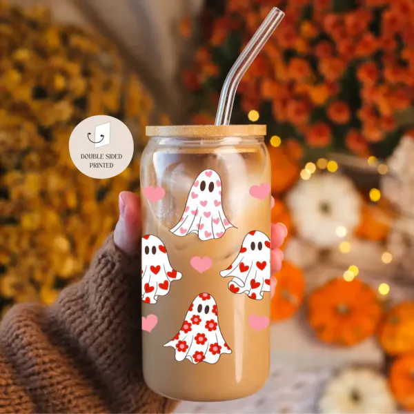 Hovedbilde DRIKKEGLASS MED LOKK OG SUGERØR – Spøkelser med ...