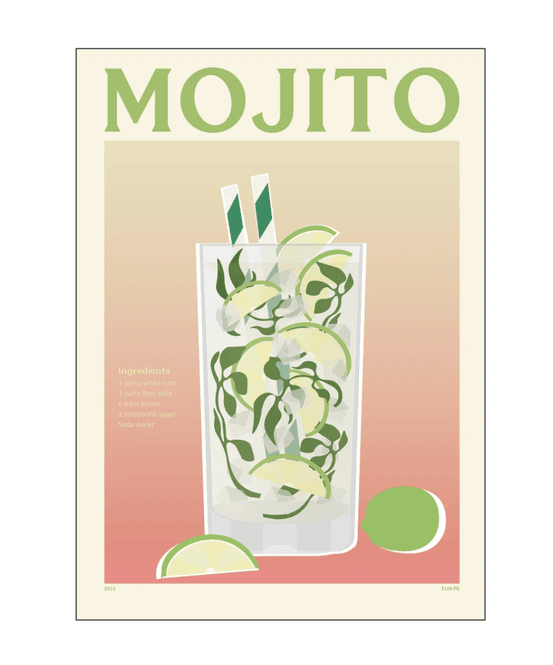 Hovedbilde PLAKAT – Mojito – 30 x 40 cm – Elin PK