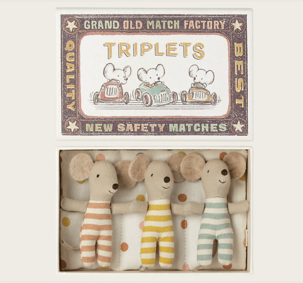 BABYMUS – Trillinger i fyrstikkeske – Maileg