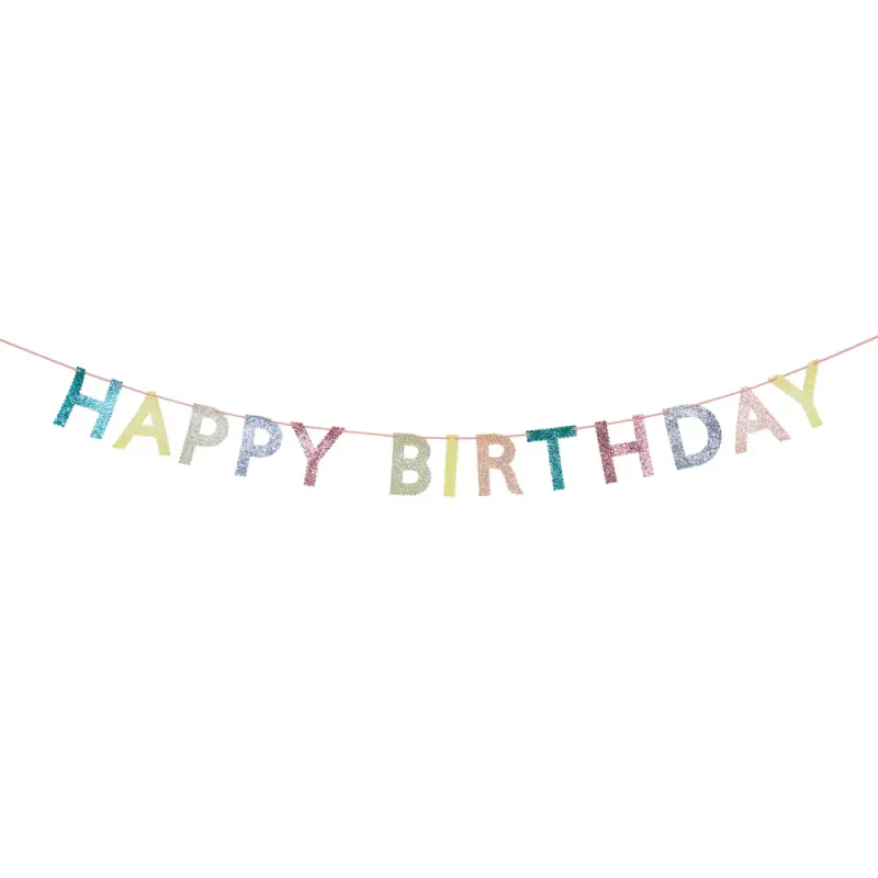 GIRLANDER – Happy Birthday med glitter – Meri Meri