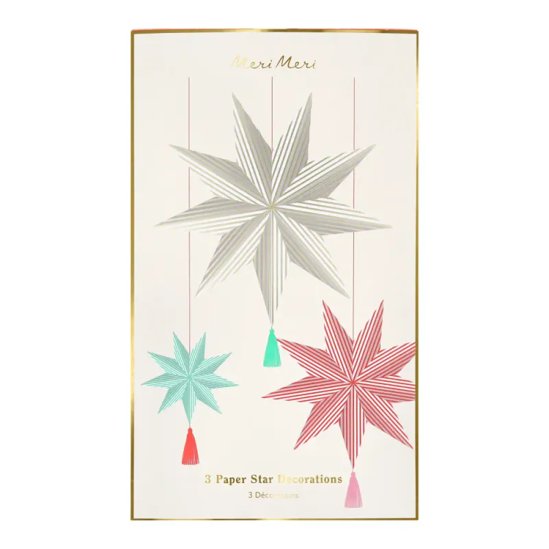 OPPHENG – Stripete julestjerner – 3 pk. – Meri Meri