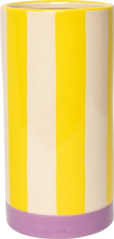 VASE MED STRIPER – gul og lilla