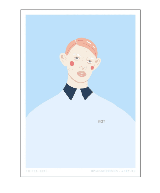 Hovedbilde PLAKAT - Blå Hest - A3 - Bianca Steffensen