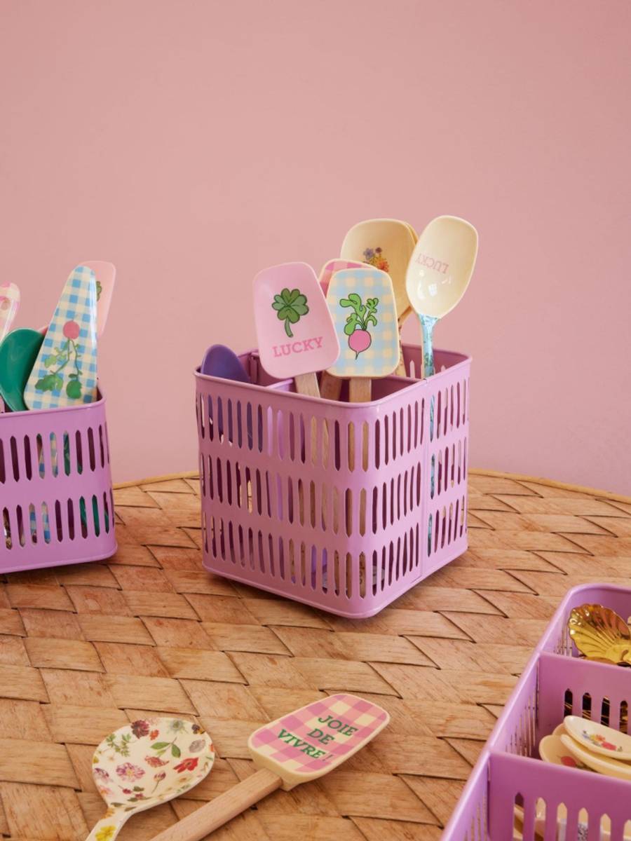 STOR FIRKANTET OPPBEVARINGSKURV – Rosa – Metall – Rice