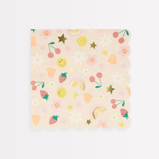Hovedbilde SERVIETTER – Smil, regnbue og blomster – 16-pk ...