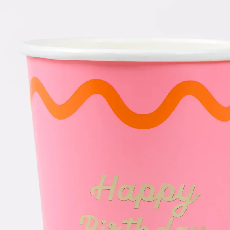 PAPPKRUS – Happy Birthday med bølgekant – 8 stk – Meri Meri