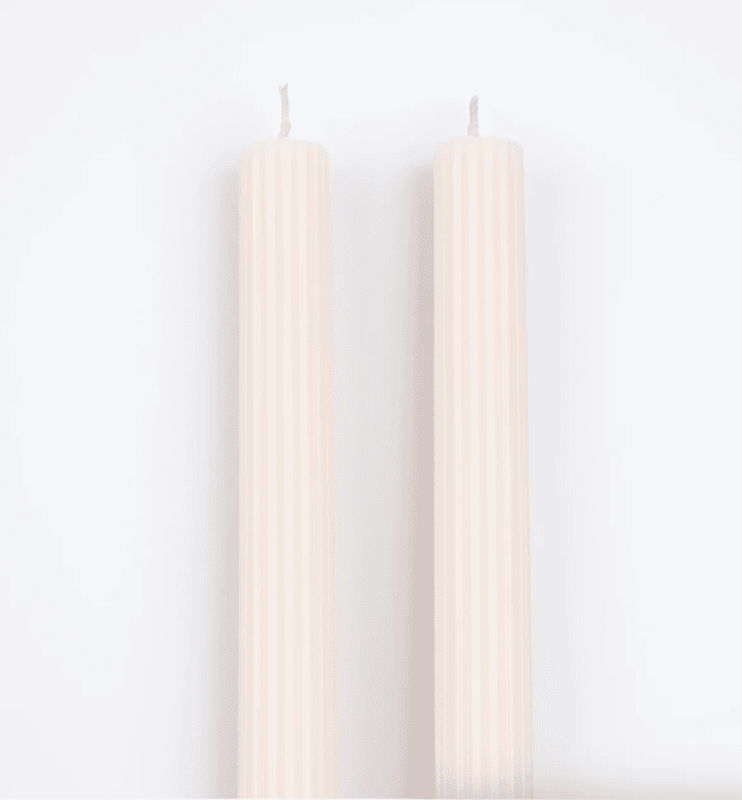 STEARINLYS – Ferskenrosa med riller – 2-pk – Meri Meri